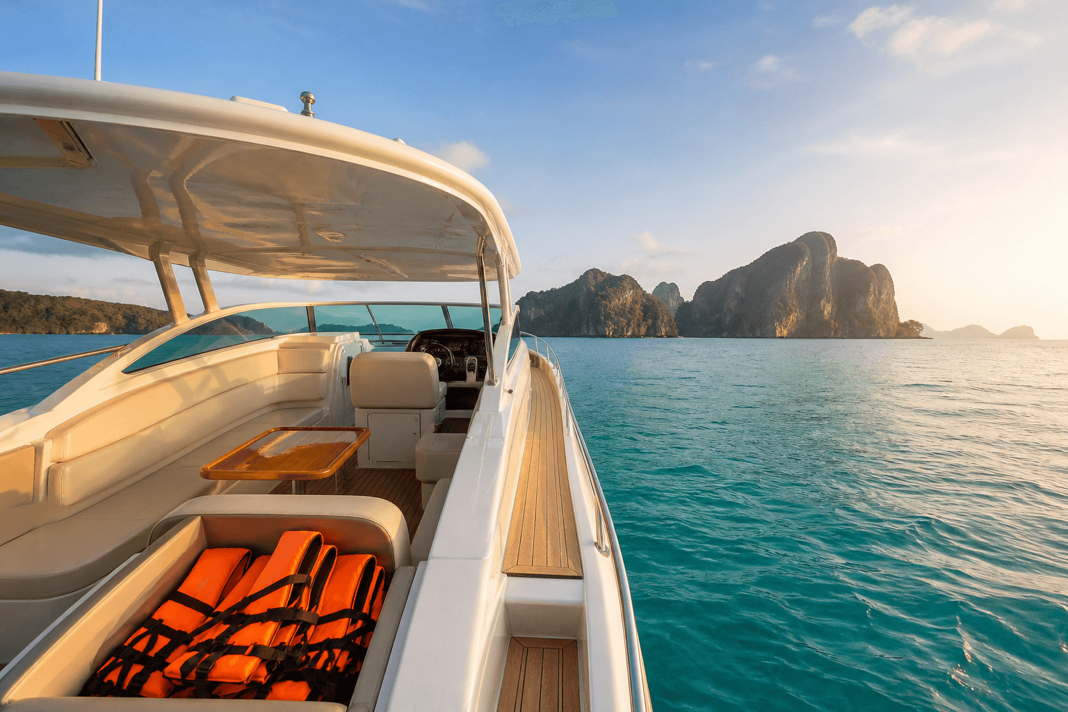MV Andaman Pearl underway toward the Phi Phi islands